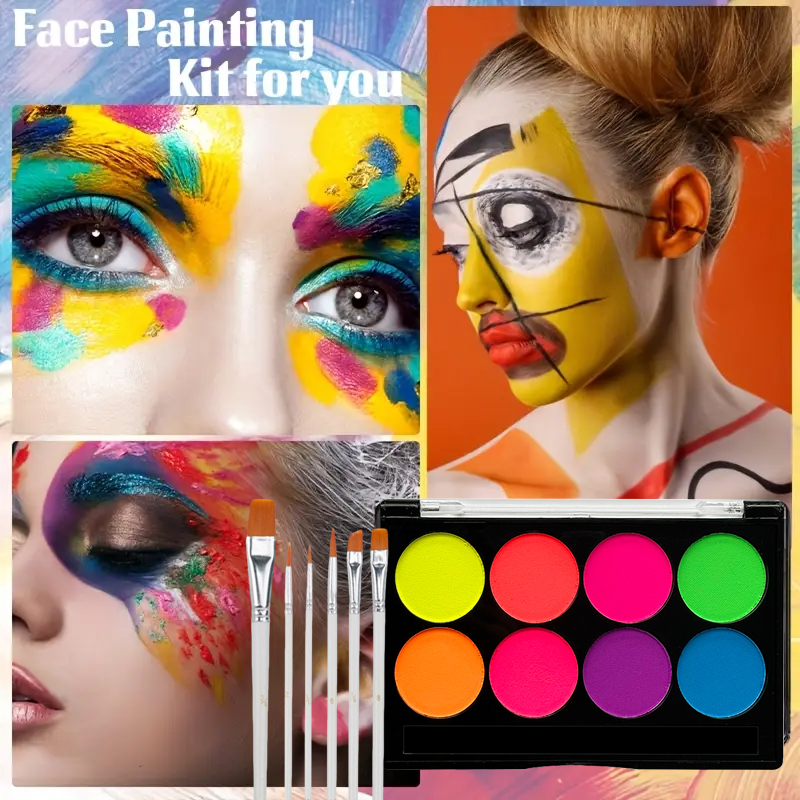 8 Color Water Face Paint Kit F - Cosplay Prop Paint recension och pris